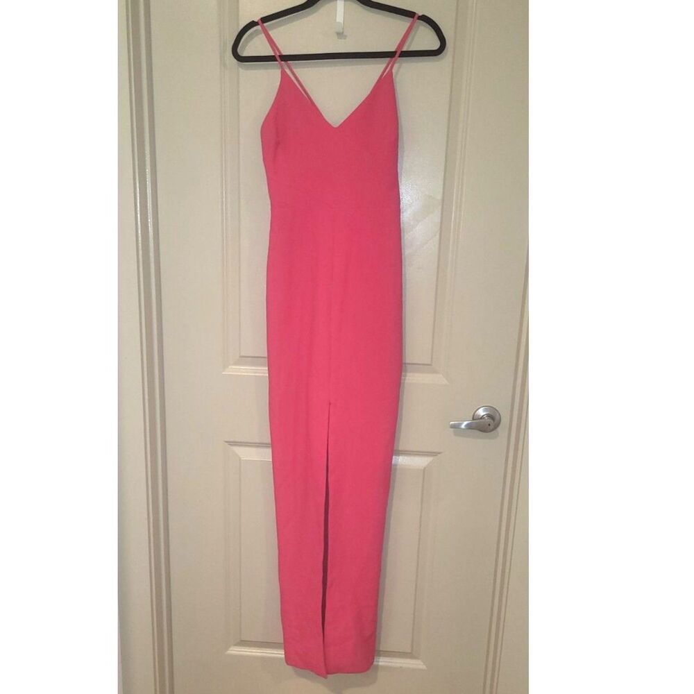 Likely Hot Pink Maxi Dress Size 2 V Neck Spaghetti Strap Formal - Picture 4 of 8